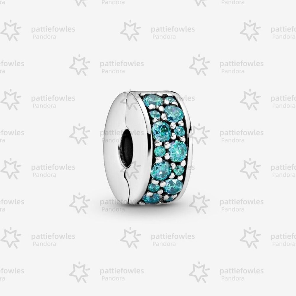 Pandora Teal Pavé Clip Charm|Pendant
